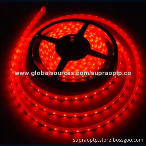 Red Color Flexible LED Strip, 60 Pieces of 3528 SMD LEDs/Meter, 120 Degrees Beam Angle